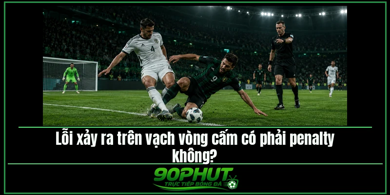 Lỗi xảy ra trên vạch vòng cấm có phải penalty không